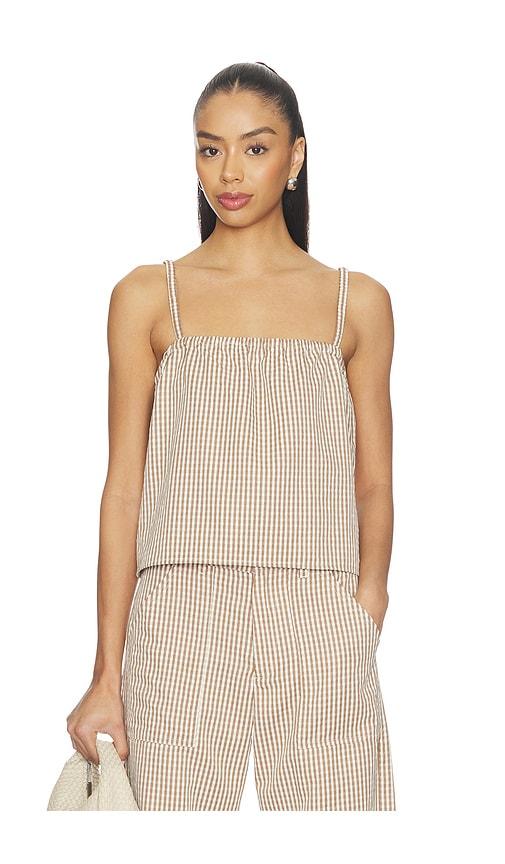 LNA Brandy Check Top in Brown by LNA