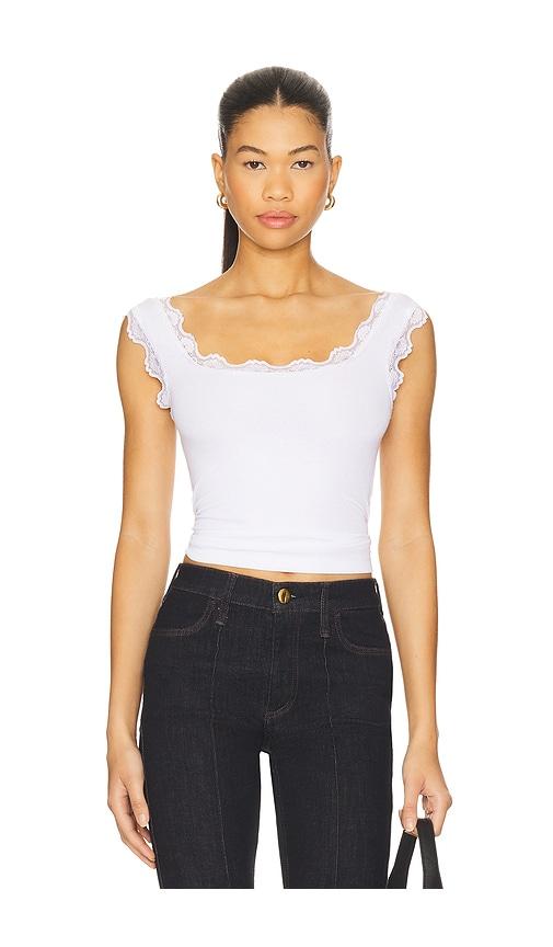 LNA Cassidy Lace Ribbed Tank in White by LNA