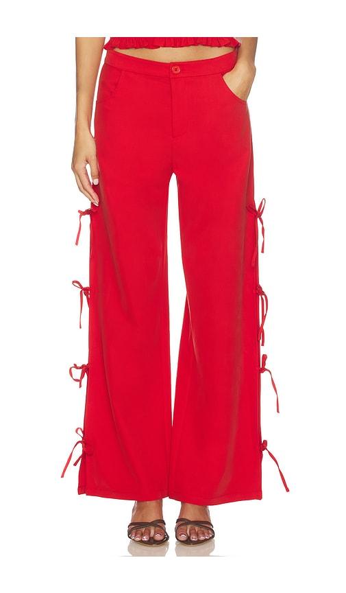 LNA Delia Tie Side Pant in Red by LNA