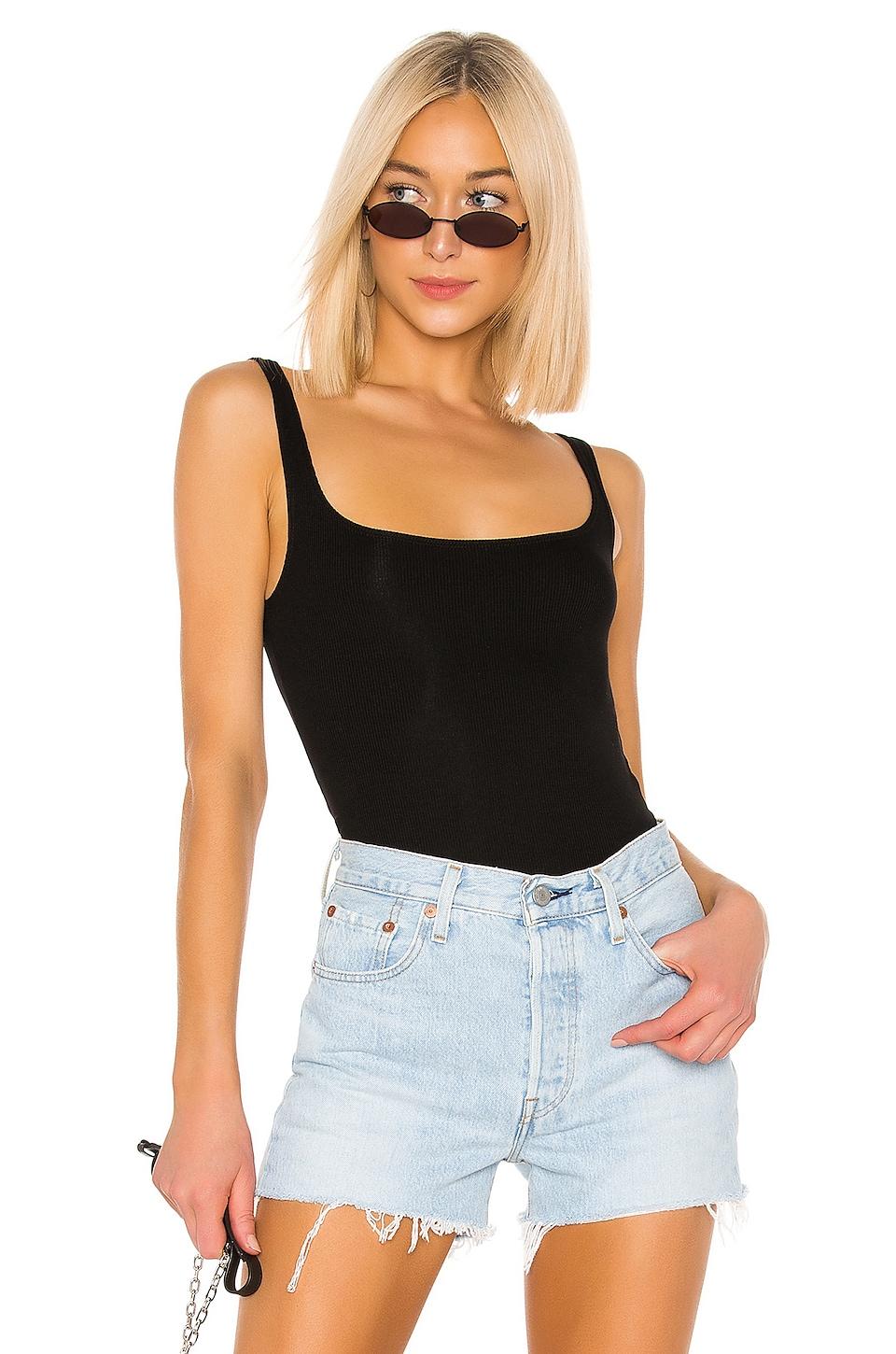 LNA Essential Rib Scoop Tank in Black by LNA