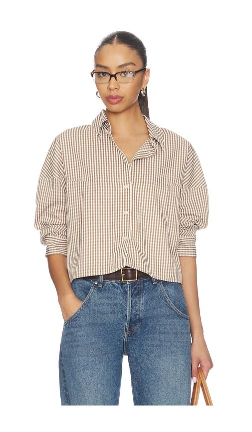 LNA Kayleigh Check Blouse in Brown by LNA