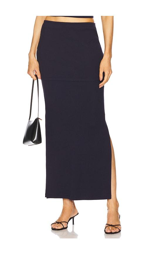 LNA Lora Ribbed Skirt in Navy by LNA