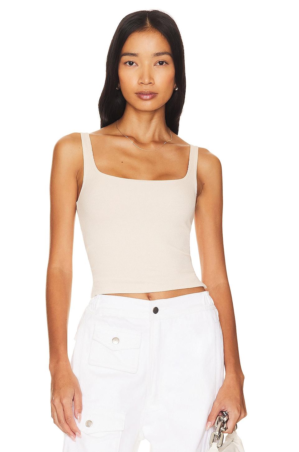 LNA Scoop Ribbed Tank in Ivory by LNA