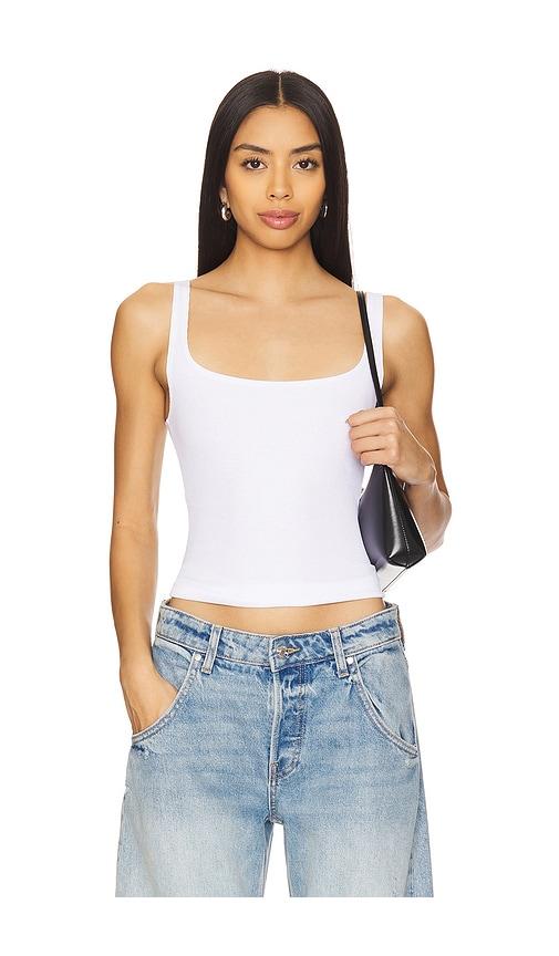 LNA Scoop Ribbed Tank in White by LNA