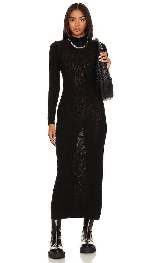 LNA Tye Semi Sheer Sweater Dress in Black by LNA