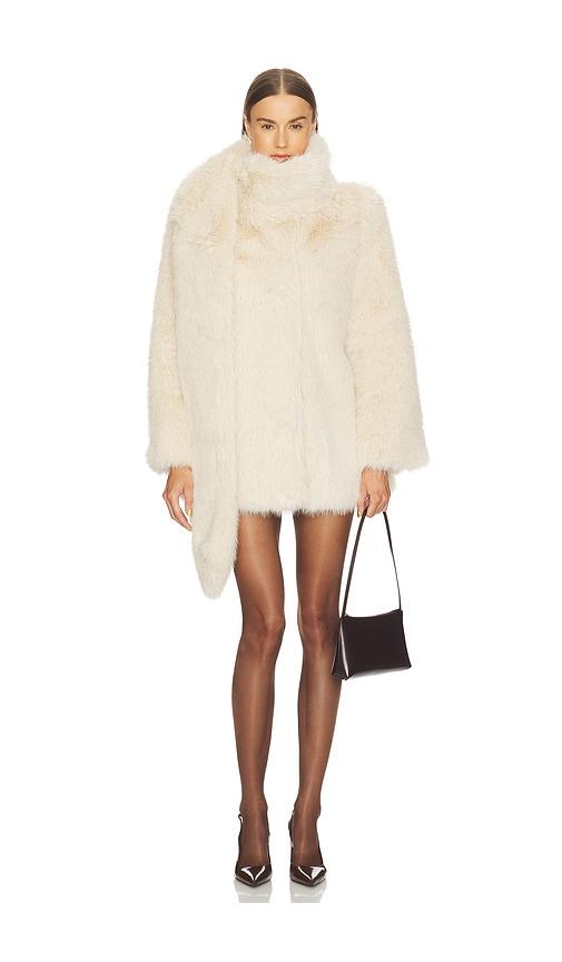 LOBA Brenda Faux Fur Coat in Ivory by LOBA