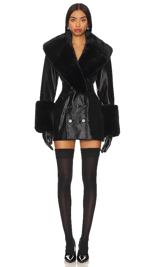 LOBA Julieta Faux Leather Coat in Black by LOBA