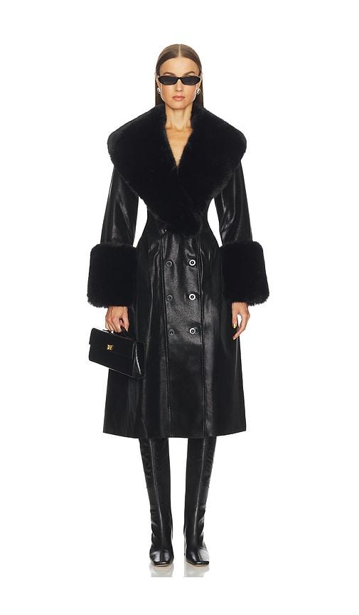LOBA Juliette Faux Leather Coat in Black by LOBA
