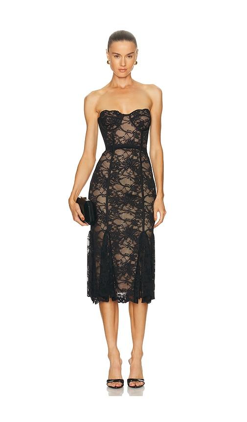 LOBA Lucienne Lace Midi Dress in Black by LOBA