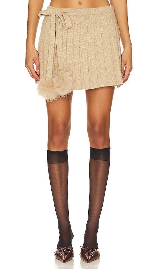 LOBA Nili Pleated Wrap Skirt in Tan by LOBA