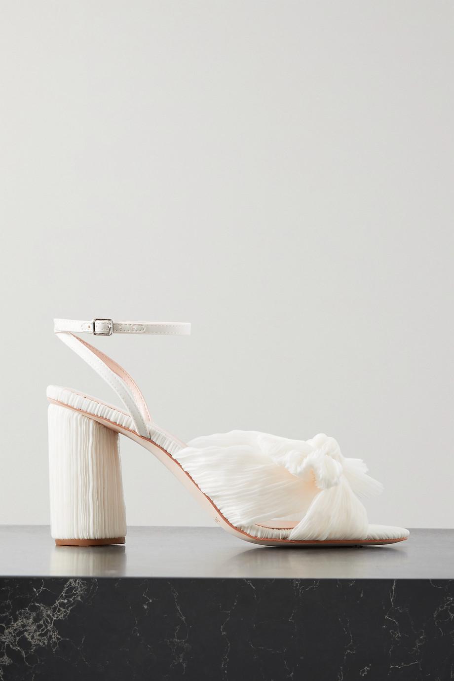 Camellia bow-embellished plissé-organza sandals by LOEFFLER RANDALL