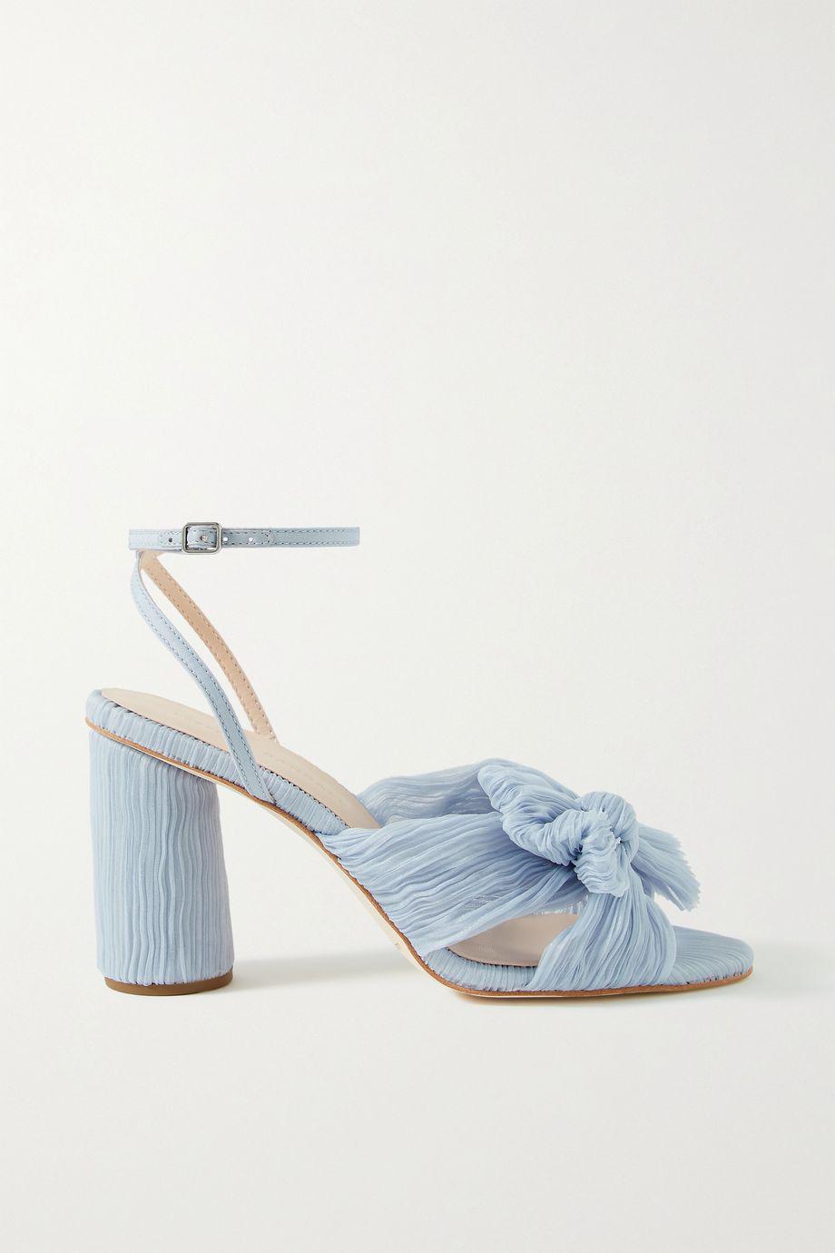 Camellia bow-embellished plissé-organza sandals by LOEFFLER RANDALL