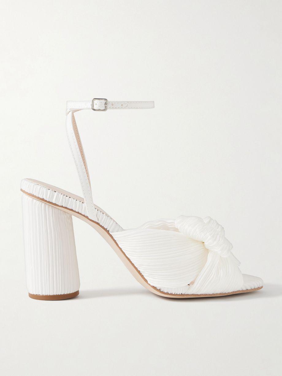 Camellia bow-embellished plissé-organza sandals by LOEFFLER RANDALL