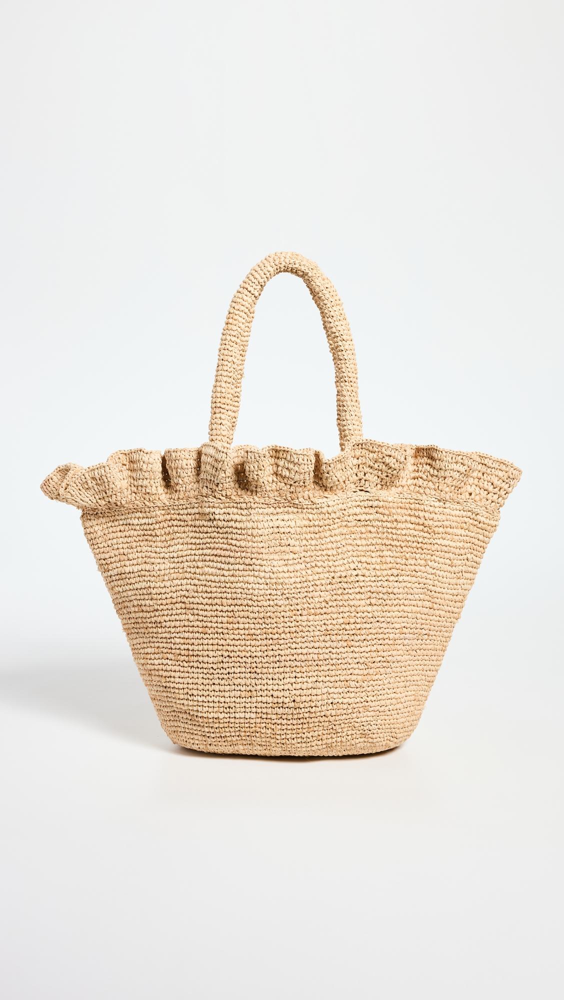 Cyrus Raffia Woven Tote with Ruffle by LOEFFLER RANDALL