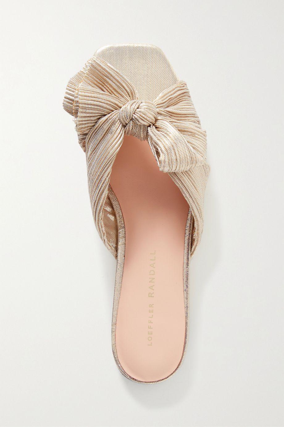 Daphne bow-embellished plissé-lamé slides by LOEFFLER RANDALL