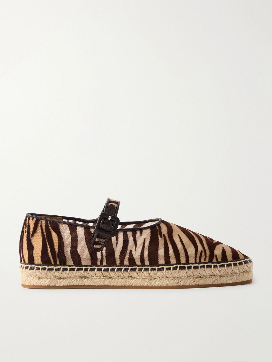 Leather-trimmed flocked mesh ballet flats by LOEFFLER RANDALL