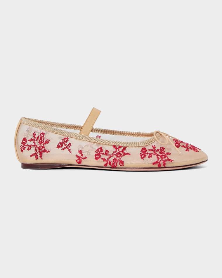 Leonie Topstitched Mesh Ballet Flats by LOEFFLER RANDALL