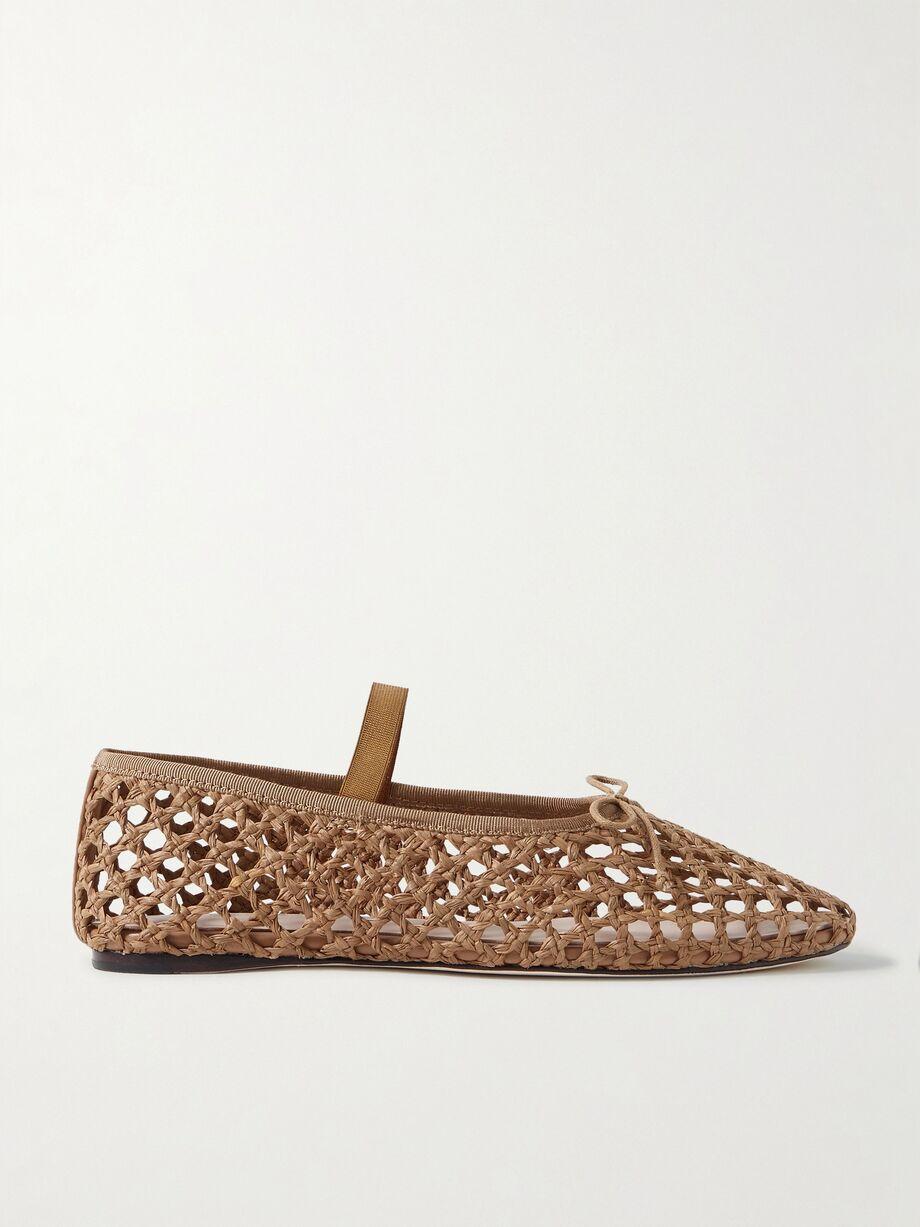 Leonie grosgrain-trimmed raffia Mary Jane ballet flats by LOEFFLER RANDALL