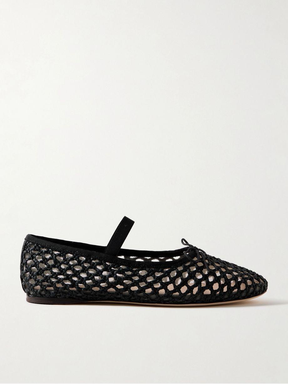 Leonie grosgrain-trimmed raffia Mary Jane ballet flats by LOEFFLER RANDALL