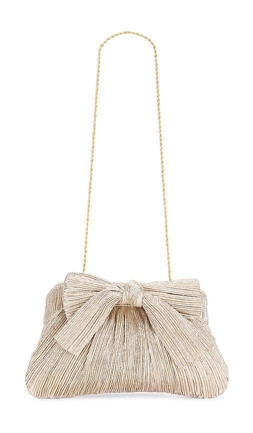 Loeffler Randall Rayne Pleated Bow Clutch in Metallic Neutral by LOEFFLER RANDALL