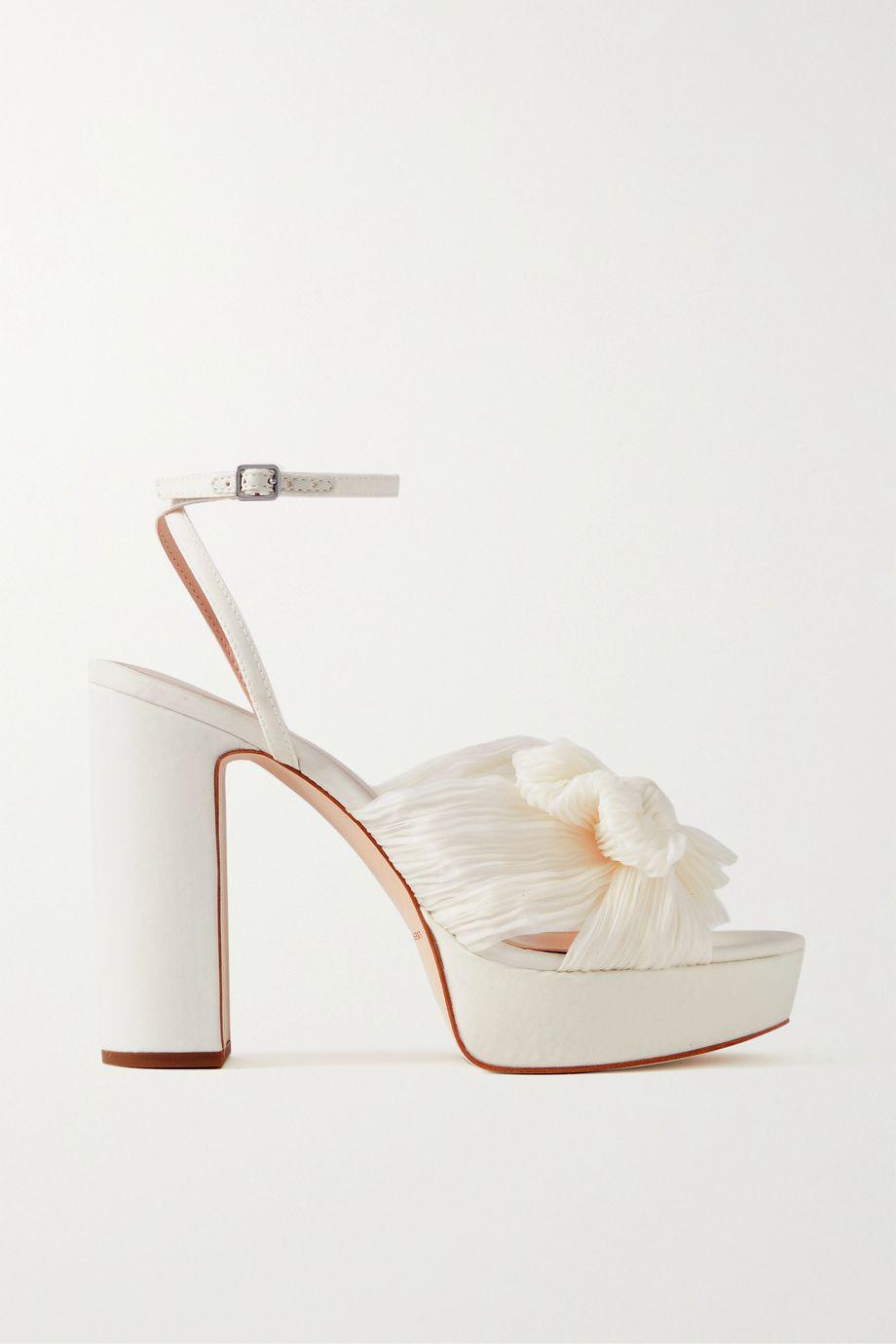 Natalia bow-embellished plissé-organza platform sandals by LOEFFLER RANDALL