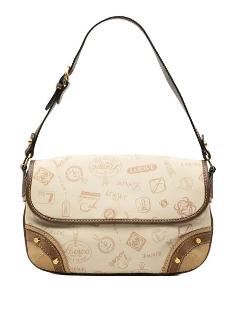 2006 160th Anniversary Suede Trimmed Canvas Flap shoulder bag by LOEWE 