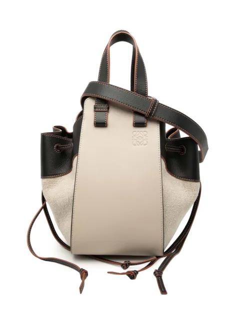 2020 Small Leather and Canvas Hammock Bag satchel by LOEWE 