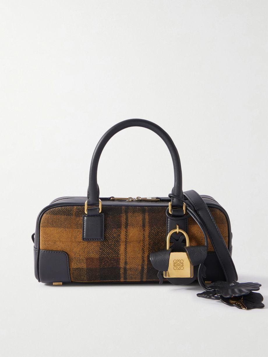 Amazona 23 leather-trimmed checked suede shoulder bag by LOEWE Amazona 23 leather-trimmed checked suede shoulder bag by LOEWE