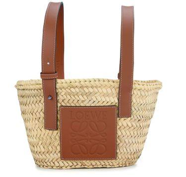 Anagram Basket bag in raffia and calfskin by LOEWE