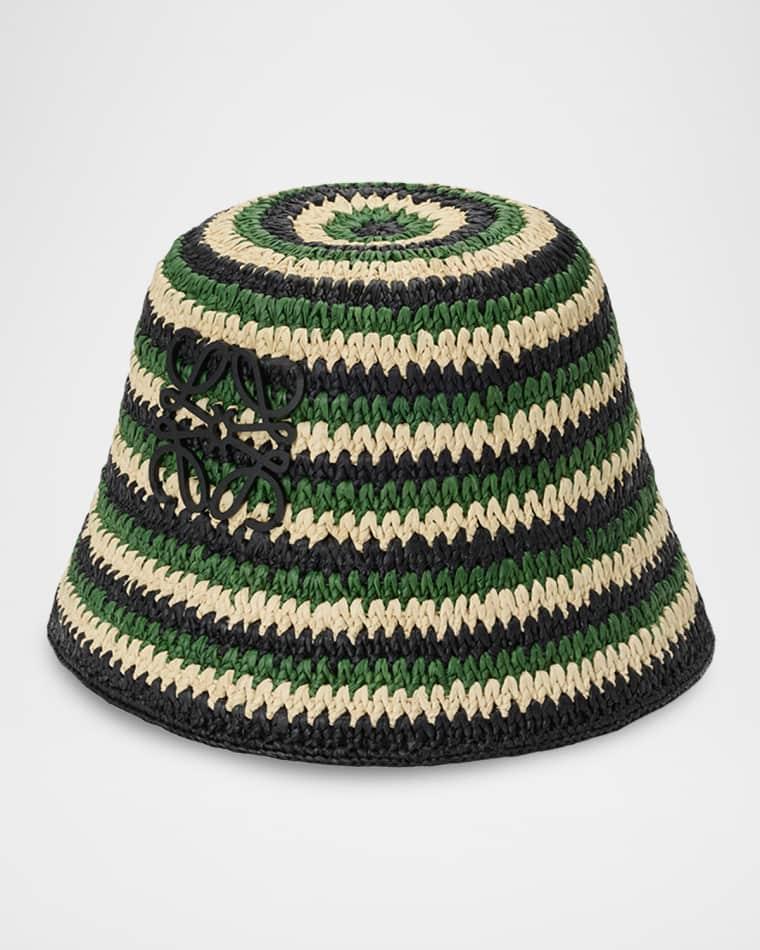 Anagram Striped Raffia Bucket Hat by LOEWE