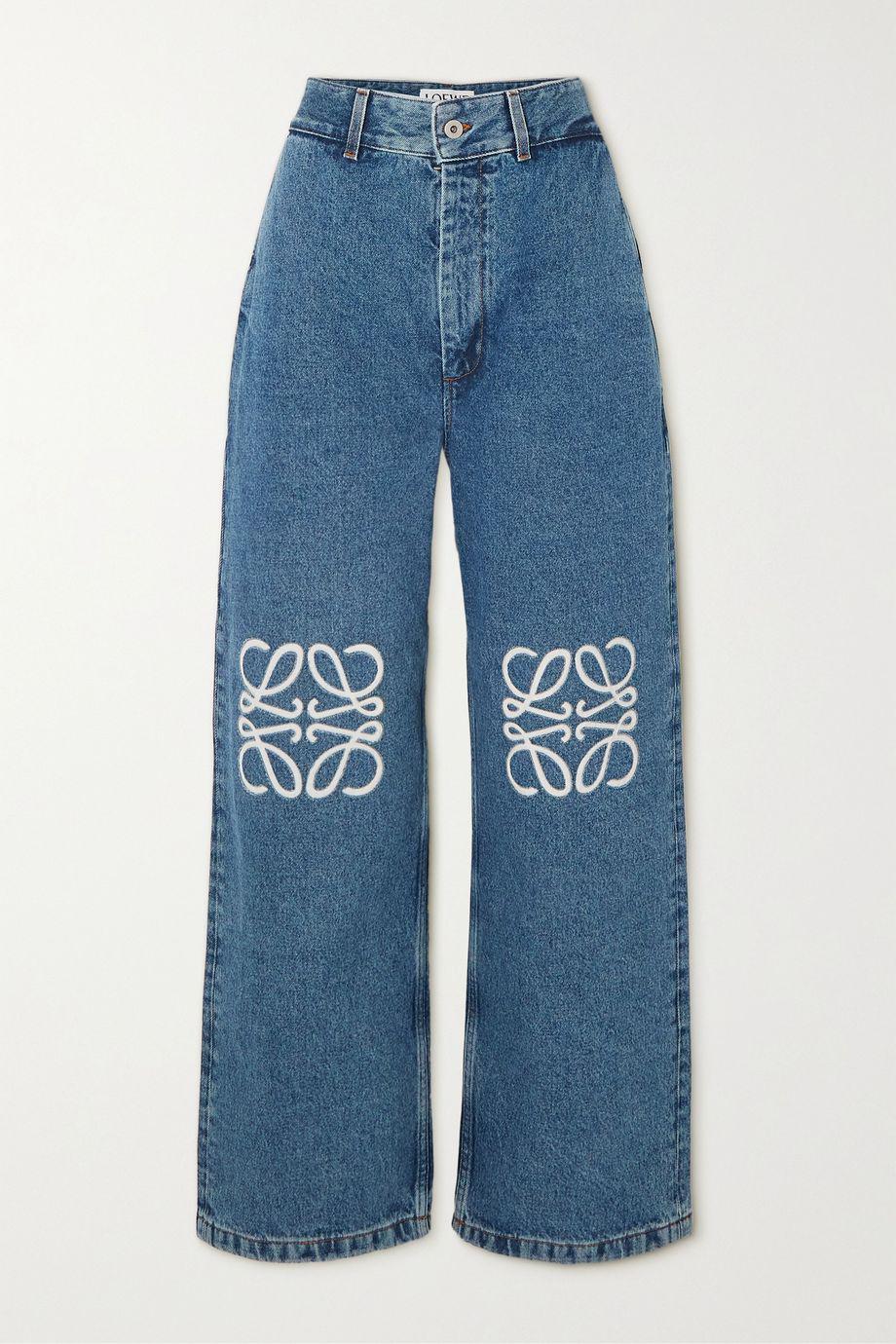Anagram appliquéd high-rise wide-leg jeans by LOEWE