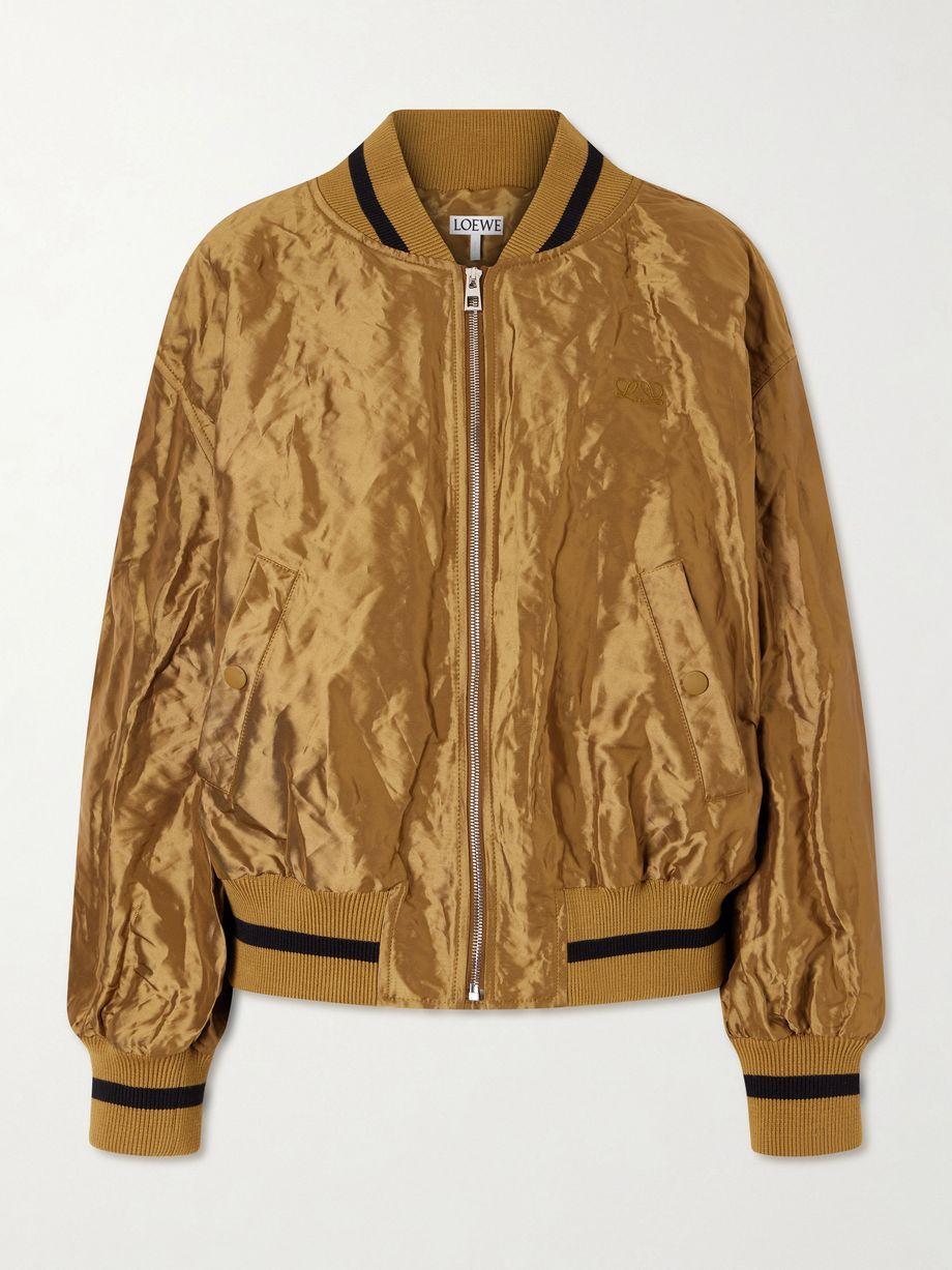 Anagram crinkled satin-twill bomber jacket by LOEWE