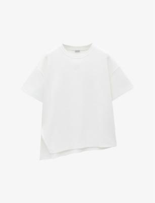 Anagram-embroidered asymmetric-hem cotton-blend jersey T-shirt by LOEWE