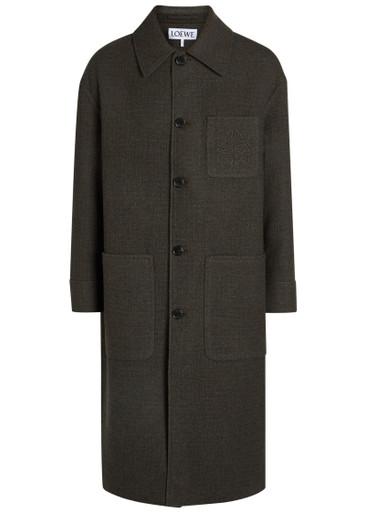 Anagram houndstooth wool and silk-blend coat by LOEWE