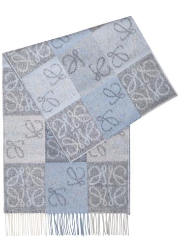 Anagram-intarsia wool and cashmere-blend scarf by LOEWE