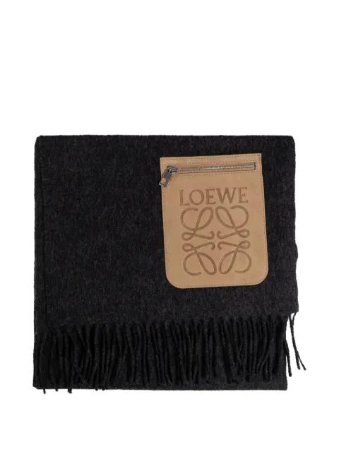 Anagram-patch fringed scarf by LOEWE
