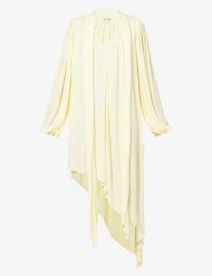 Asymmetric-hem V-neck crepe midi dress by LOEWE