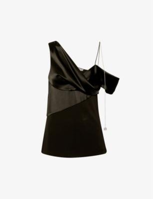 Asymmetric-neck relaxed-fit woven top by LOEWE