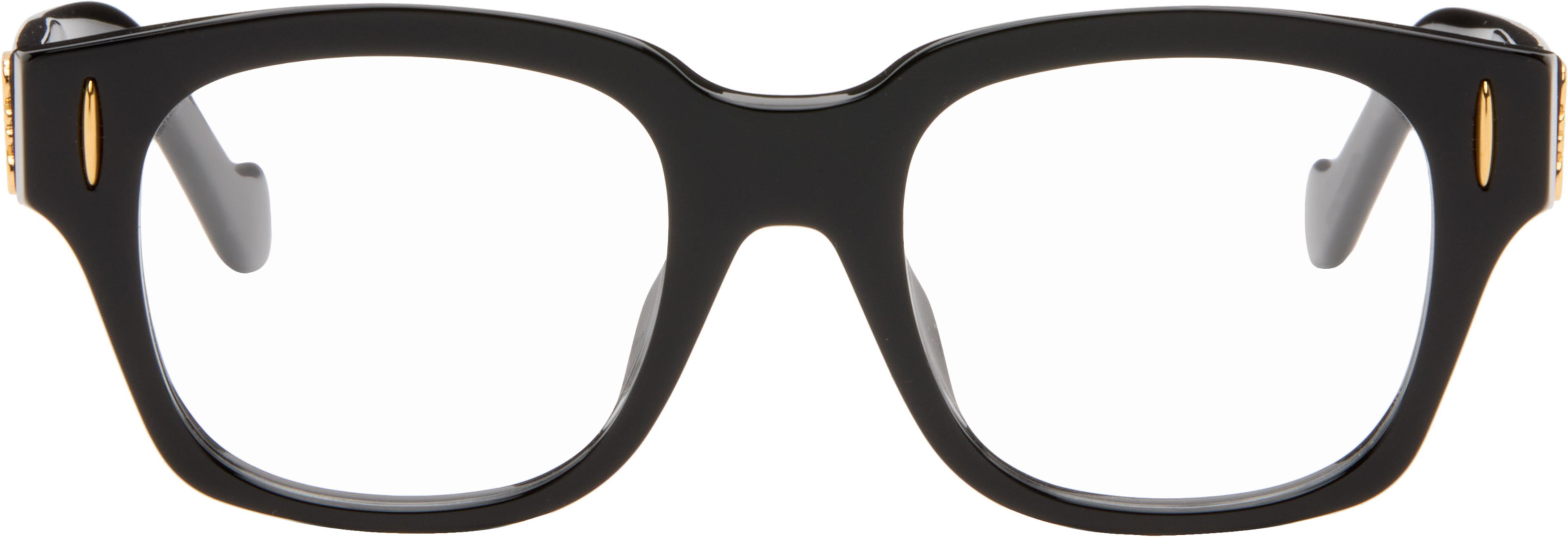 Black Anagram Logo Rectangle Glasses by LOEWE