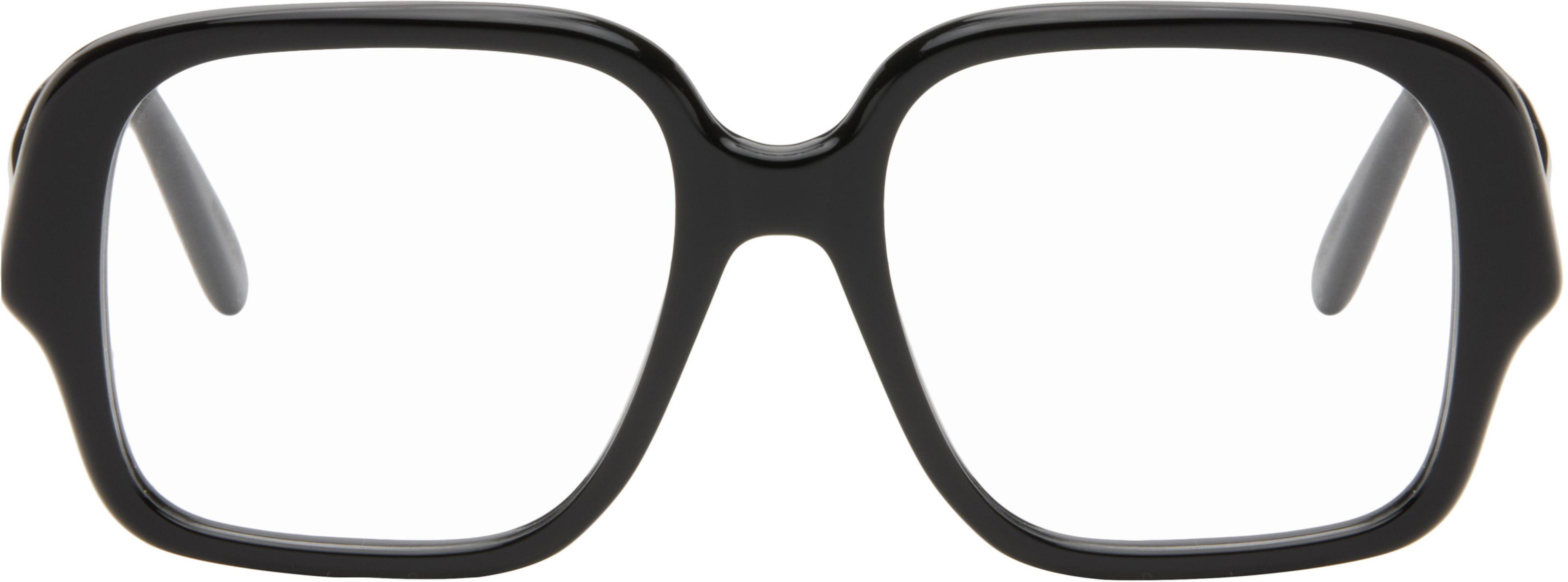 Black Large Square Text Logo Glasses by LOEWE