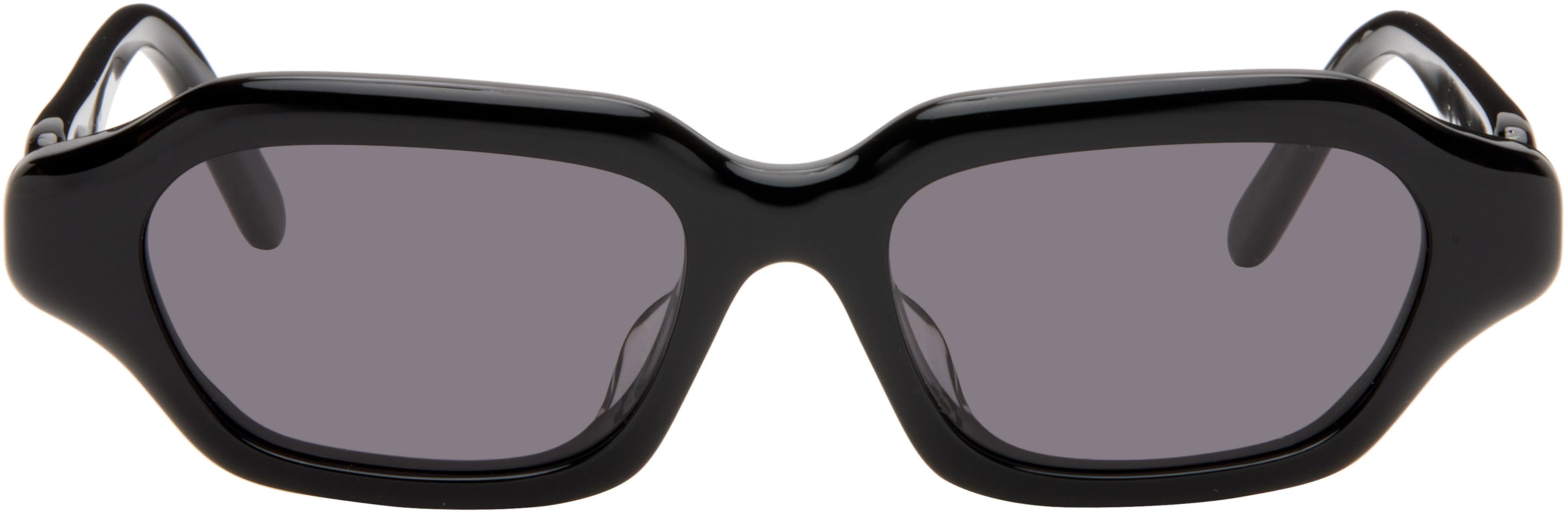 Black Slim Text Logo Rectangle Sunglasses by LOEWE
