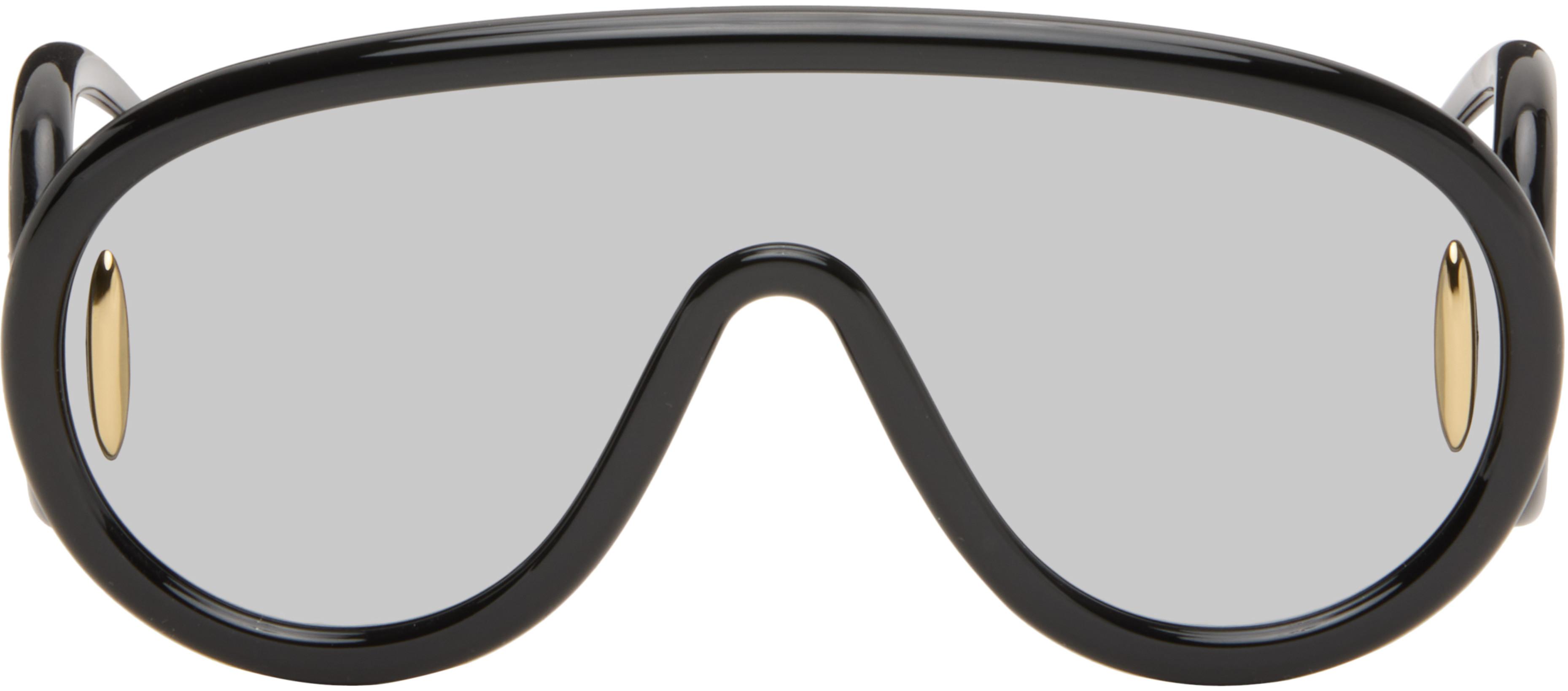 Black Wave Mask Sunglasses by LOEWE