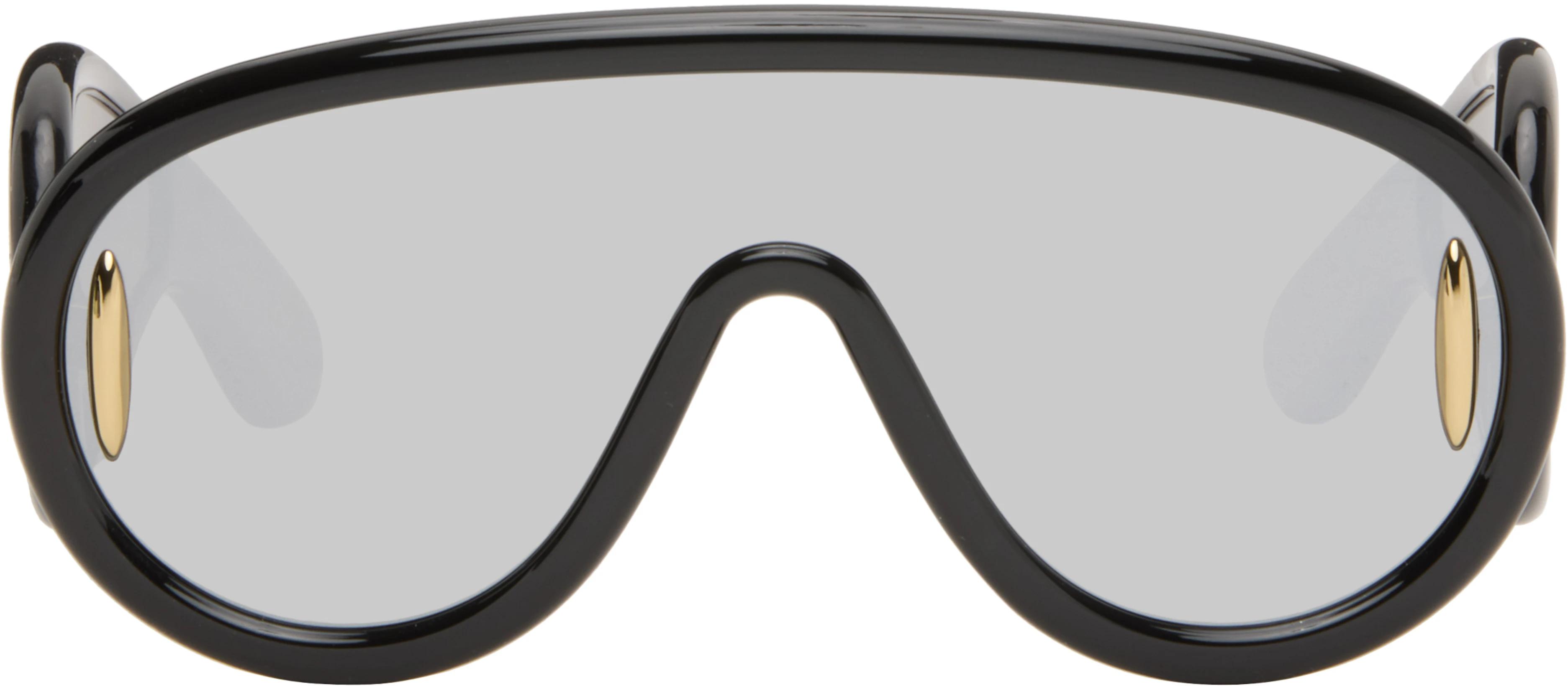 Black Wave Mask Sunglasses by LOEWE
