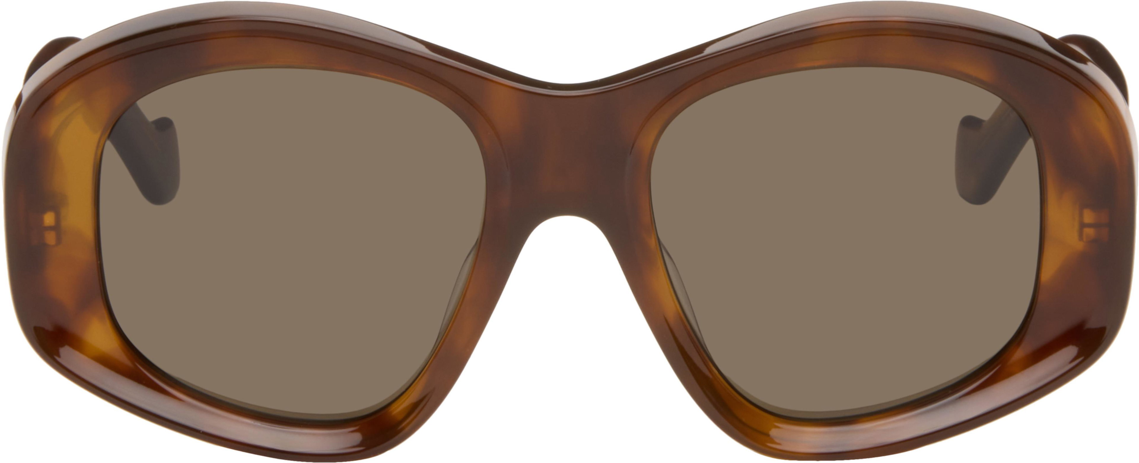 Brown Beveled Pentagon Sunglasses by LOEWE