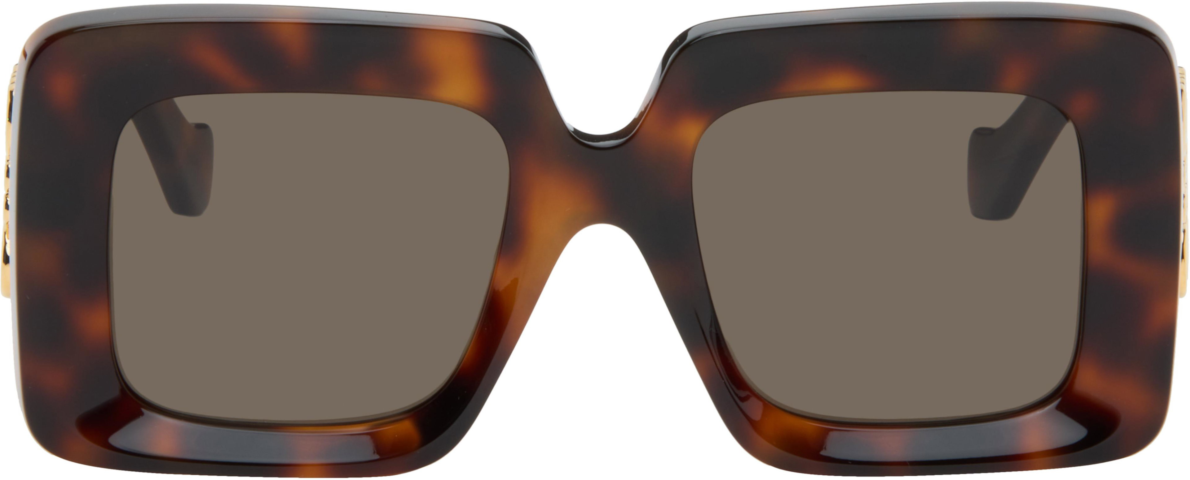 Brown Beveled Square Maxi Anagram Sunglasses by LOEWE