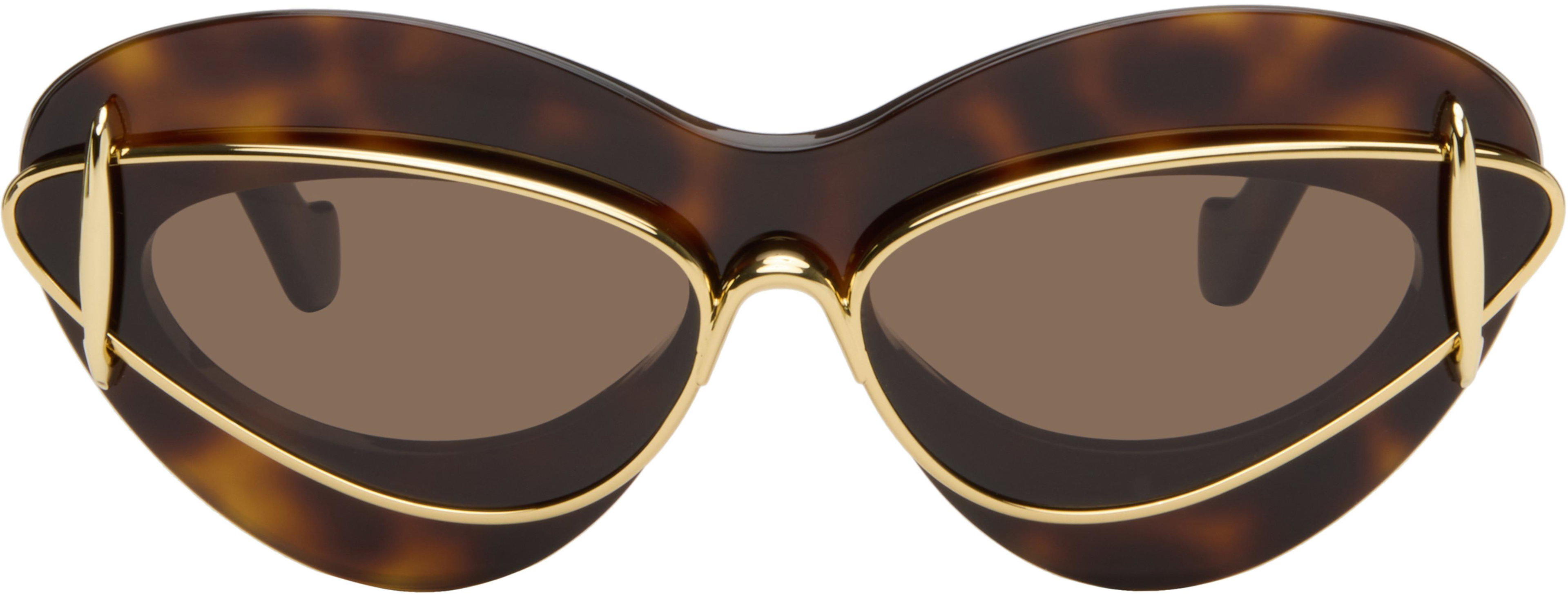 Brown & Gold Double Frame Sunglasses by LOEWE