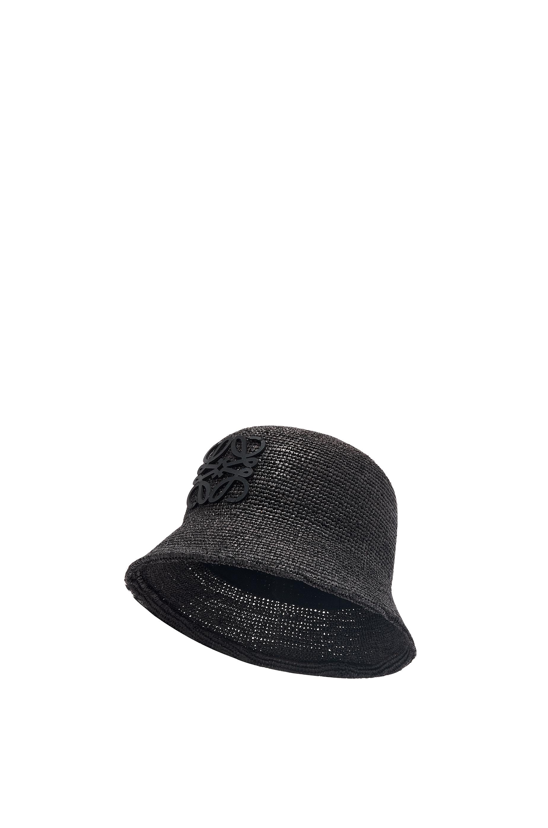 Bucket hat in raffia and calfskin by LOEWE