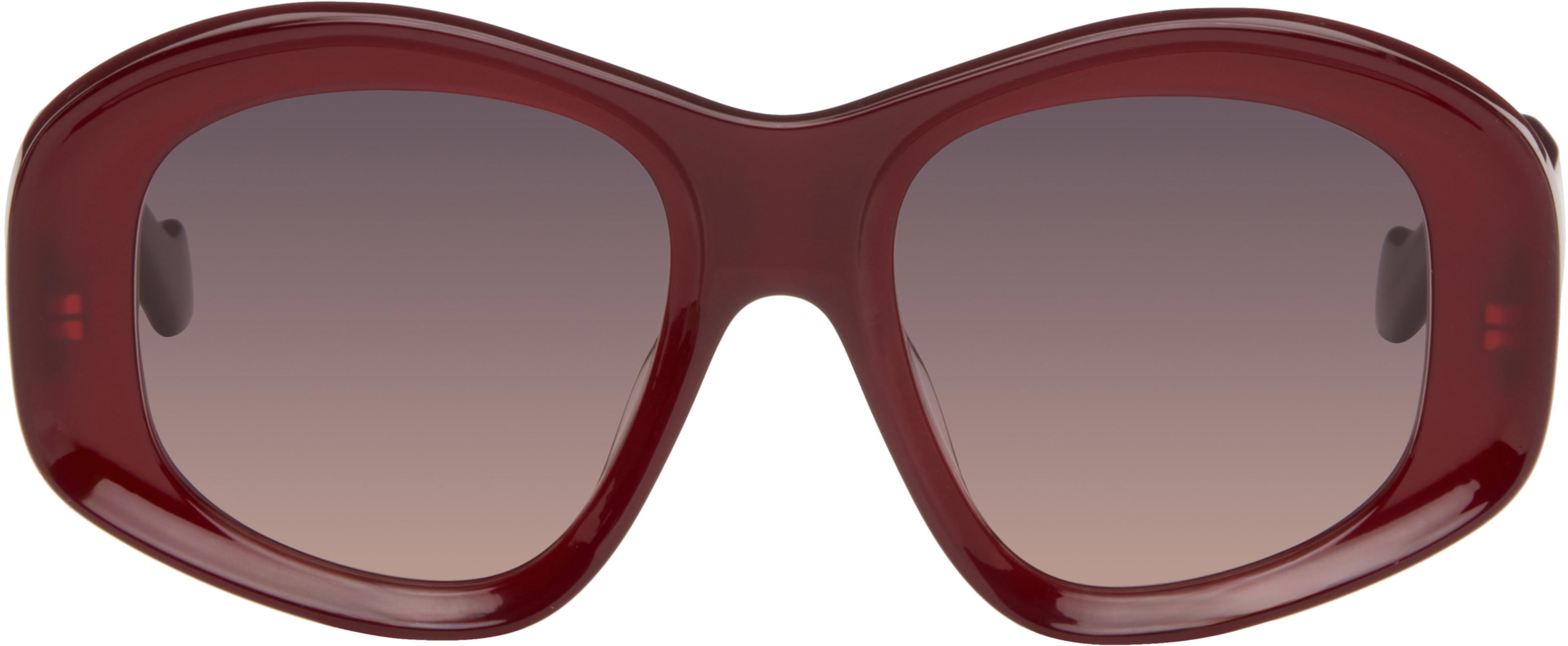 Burgundy Beveled Pentagon Sunglasses by LOEWE