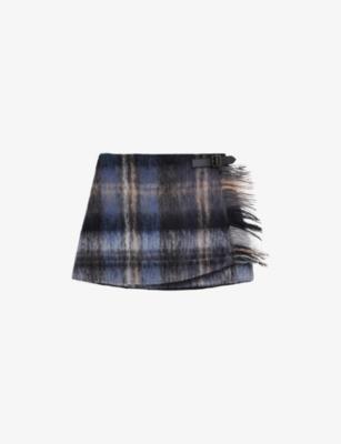 Check Brushed Wool-Blend Mini Skirt by LOEWE