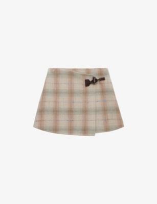 Checked Wrap-Over Wool-Cashmere Blend Mini Skirt by LOEWE